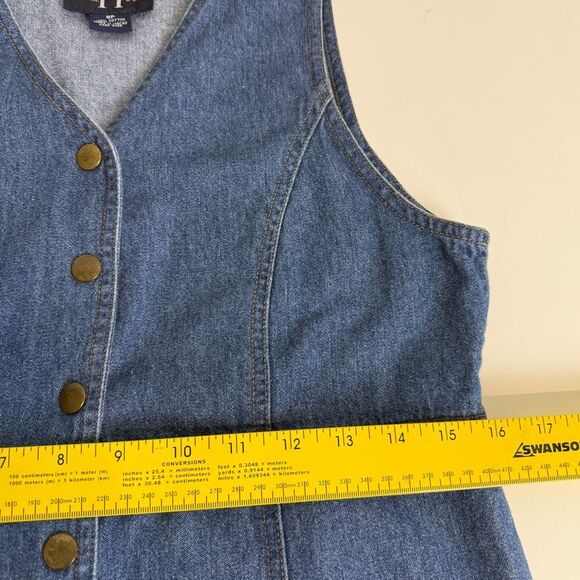 Vintage TY Wear Denim Snap Front Midi Sleeveless Dress 8P - Picture 7 of 8